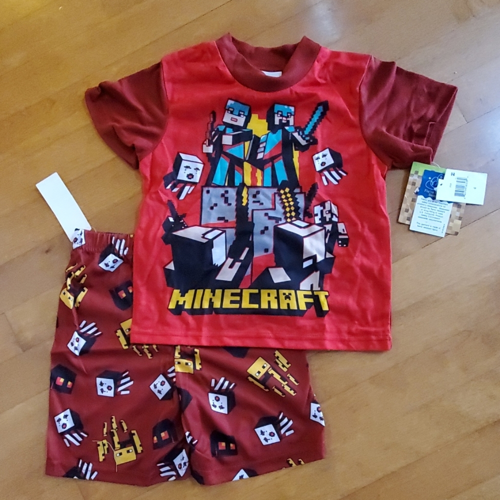 Minecraft Summer Pajamas-- shirt & shorts sz 4